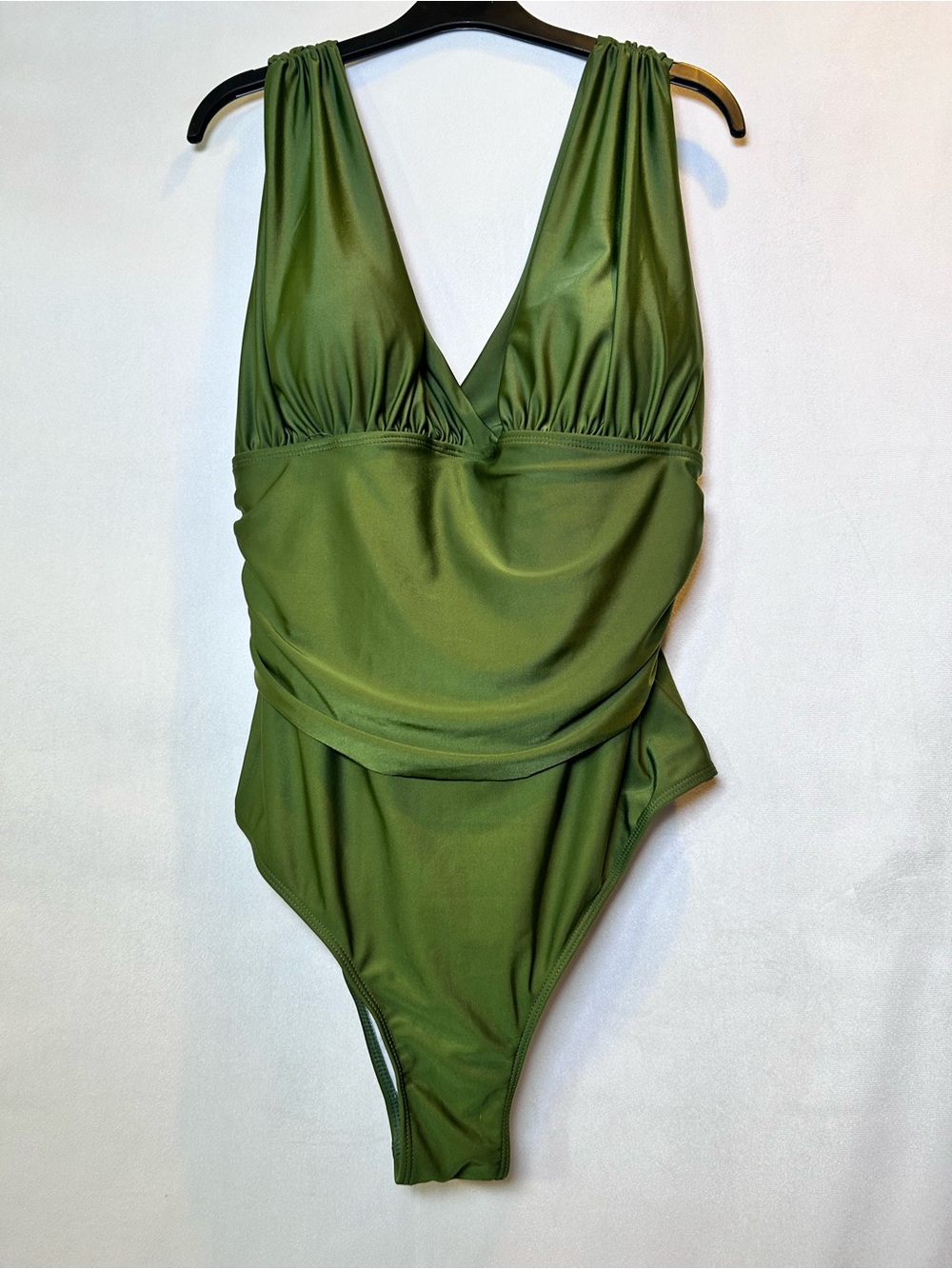 Olive Green Plunge One-Piece Swimsuit Swimwear 1XL